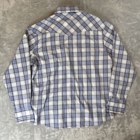 Wrangler Men's Large Pearl Snap Bush Popper Yellowstone Sawtooth Long Sleeve - Picture 6 of 6